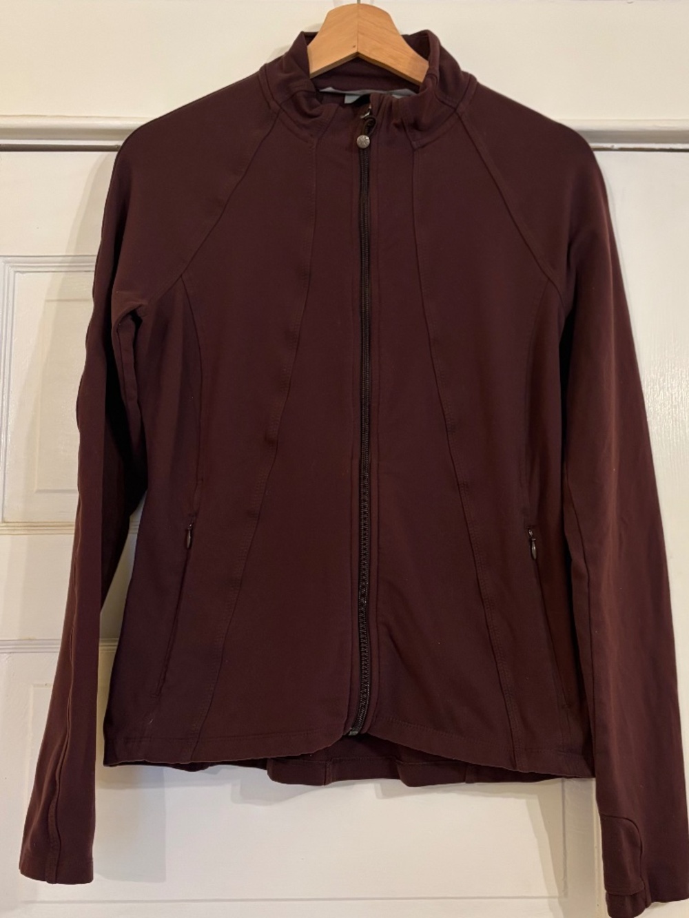 Athleta Full Zip Salutation Define Jacket Women M Plum Yoga Running Outdoor Fall